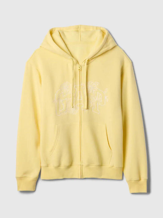 Relaxed Women Gap Logo Zip Hoodie - Pale Banana