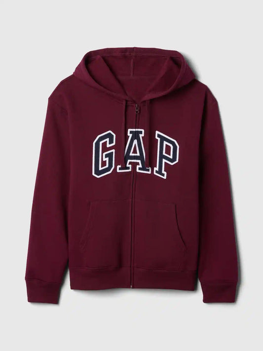 Relaxed Women Gap Logo Zip Hoodie - Deep Ruby Red
