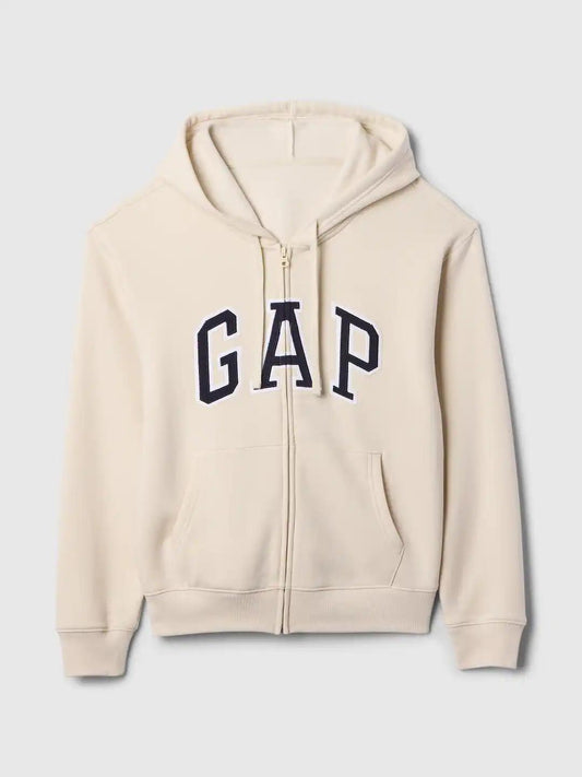 Relaxed Women Gap Logo Zip Hoodie - Tan Chino