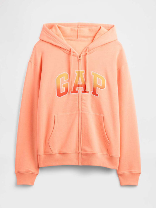 Relaxed Women Gap Logo Zip Hoodie - Orange Kiss Neon