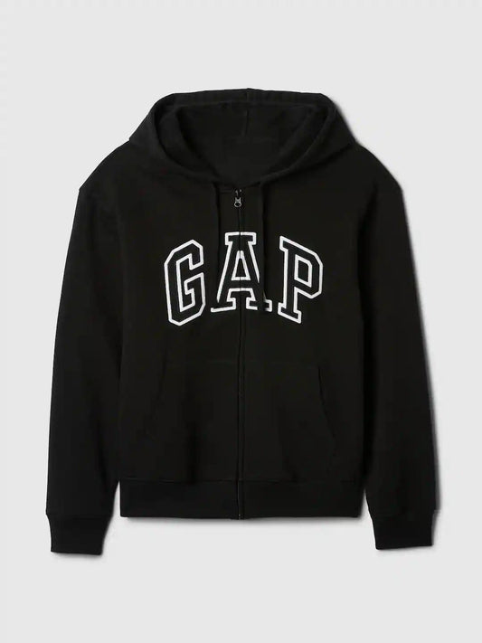 Relaxed Women Gap Logo Zip Hoodie - Black