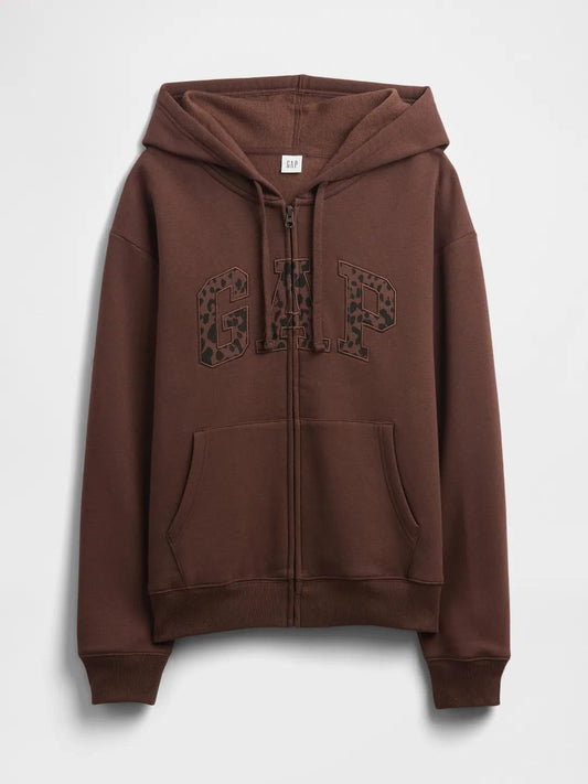 Relaxed Women Gap Logo Zip Hoodie - Chocolate Bar Brown