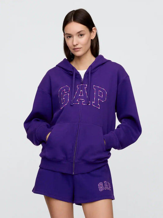 Relaxed Women Gap Logo Zip Hoodie - Purple Candy