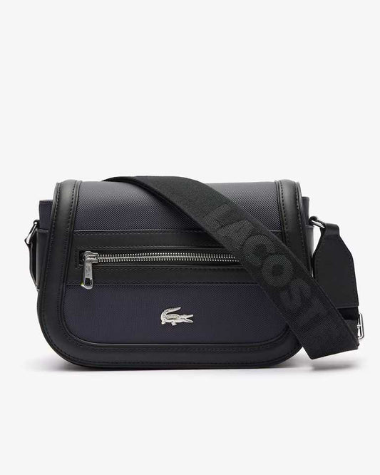 Lacoste Nilly Petit Piqué Flap Close Bag in Abimes Noir