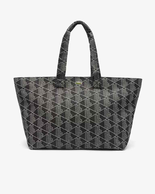 Lacoste XXL Summer Pack Motif Tote in Mono Jacquard Denim Noir