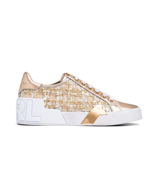 Karl Lagerfeld Paris Melora Lace Up Sneaker - Gold