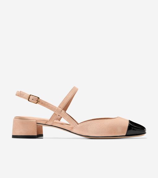 Cole Haan Women's Pella Block Heel Slingback in Beige Or Khaki