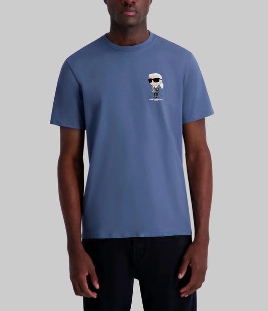 Karl Lagerfeld Paris Men's Small Karl With Glasses Tee in Blue