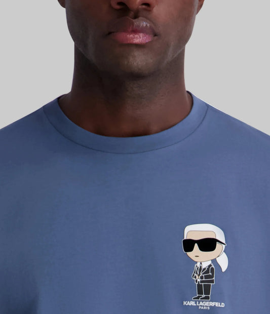 Karl Lagerfeld Paris Men's Small Karl With Glasses Tee in Blue