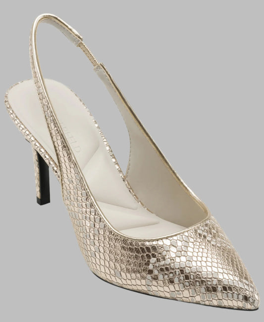 Karl Lagerfeld Paris Rosalyn Slingback Pump in White Gold