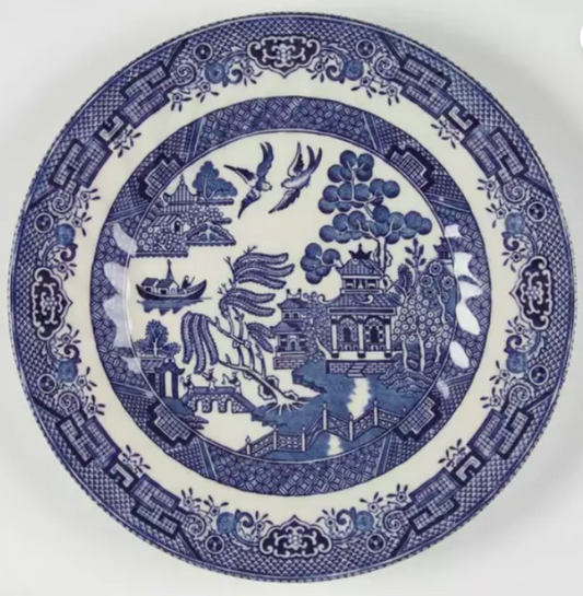 Royal Wessex Salad Plate Blue Willow (Swirl Rim, England) 8 pulgada