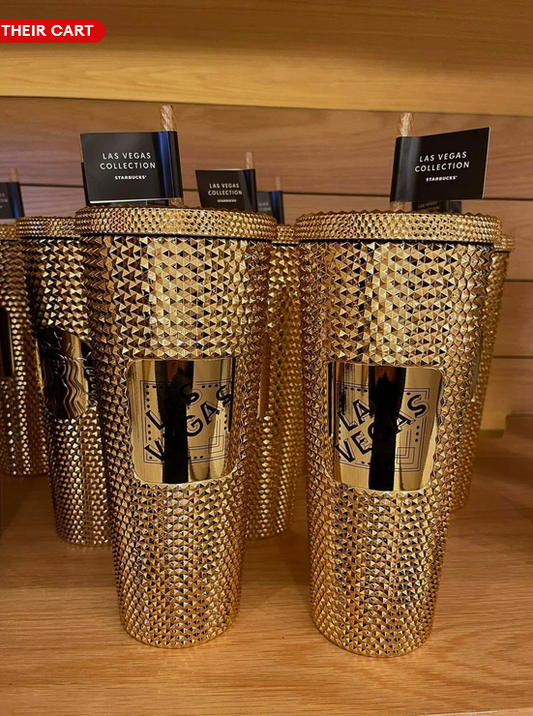 STARBUCKS 24 Oz Tumbler VENTI 2023 LAS VEGAS GOLD Bling Collection
