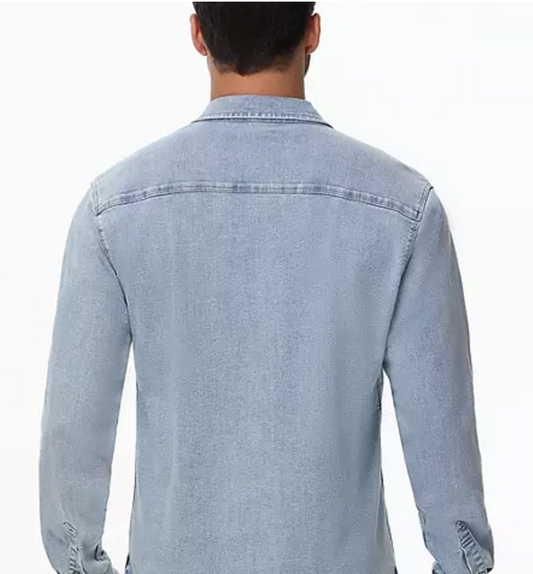 Frye Men's Western Vintage Denim Button-Down Shirt in Light Wash