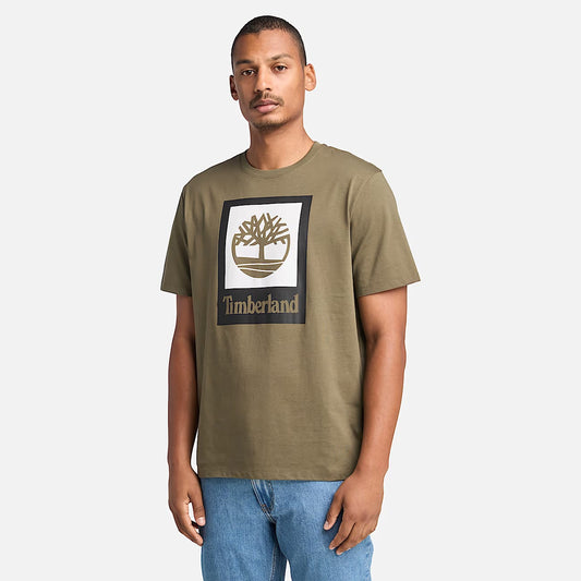 Timberland Square Stack Logo Short-Sleeve T-Shirt - Leaf Green