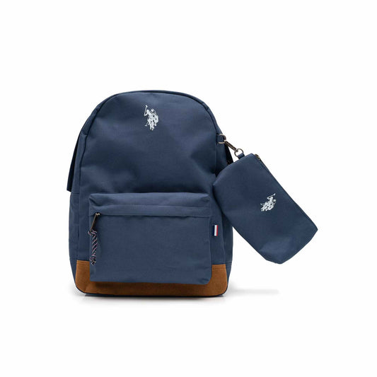 U.S. Polo Assn. Unisex Adult 16" Water-Resistant Backpack with Detachable Pouch in Navy