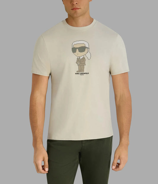Karl Lagerfeld Paris Men's Pixelated Karl T-Shirt in Natural