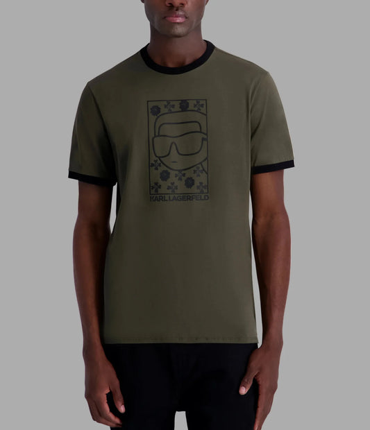 Karl Lagerfeld Paris Men's Karl Flower Tee in Olive