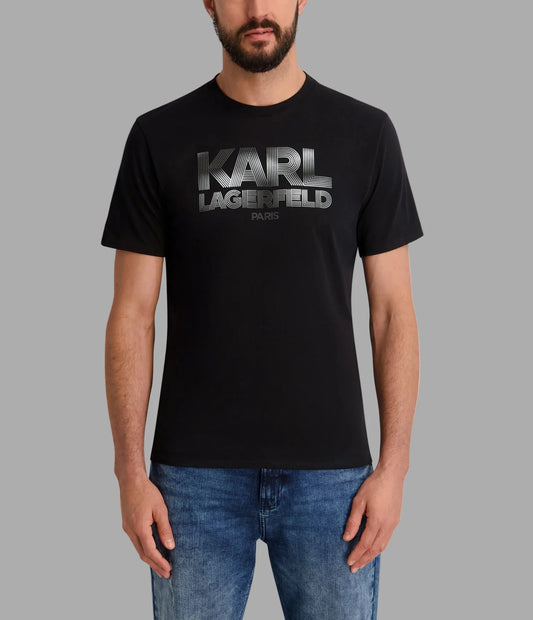 Karl Lagerfeld Paris Men's Rubberized Large Karl Logo Graphic Tee in Black