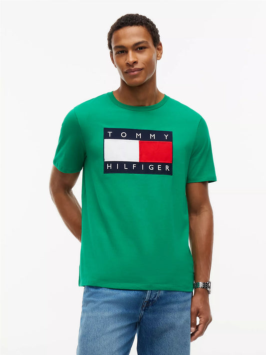 Tommy Hilfiger Men's Big Flag Logo T-Shirt in Olympic Green