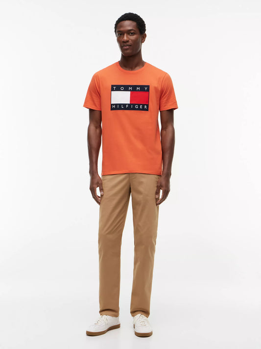 Tommy Hilfiger Men's Big Flag Logo T-Shirt in Brilliant Orange