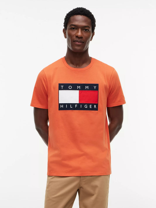 Tommy Hilfiger Men's Big Flag Logo T-Shirt in Brilliant Orange
