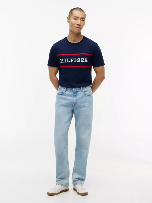 Tommy Hilfiger Men's Hilfiger Logo T-Shirt in Light Navy