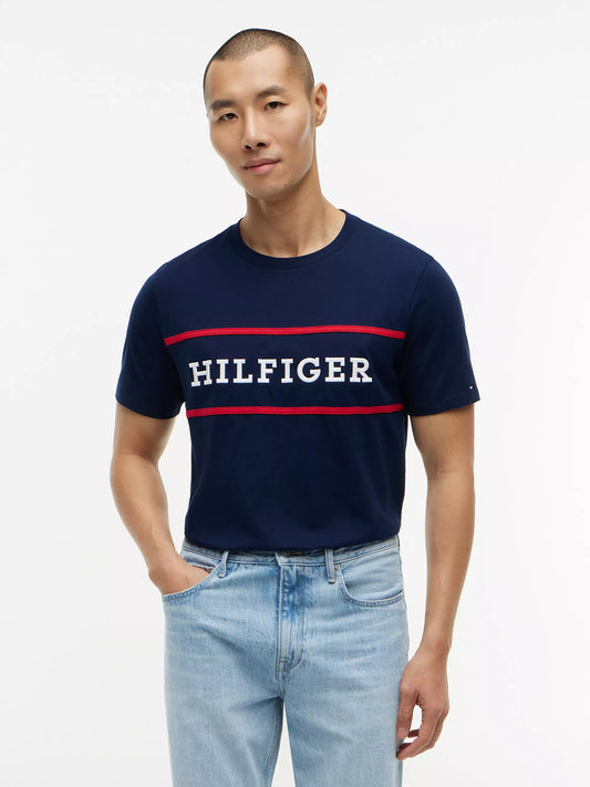 Tommy Hilfiger Men's Hilfiger Logo T-Shirt in Light Navy