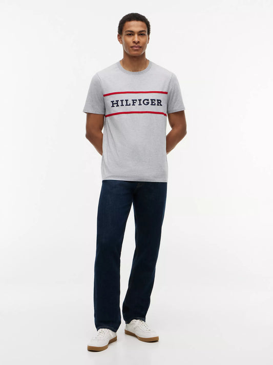 Tommy Hilfiger Men's Hilfiger Logo T-Shirt in Grey Heather