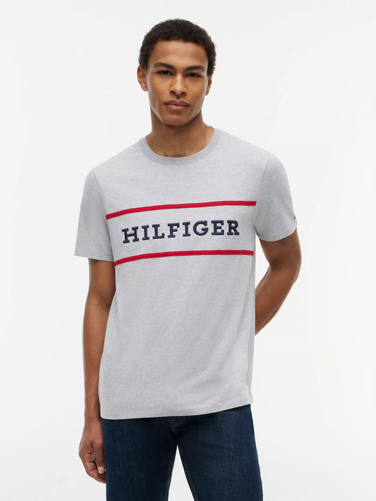 Tommy Hilfiger Men's Hilfiger Logo T-Shirt in Grey Heather
