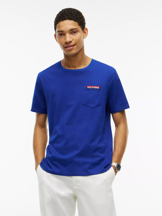 Tommy Hilfiger Men's Hilfiger Logo Pocket T-Shirt in Wedge Blue