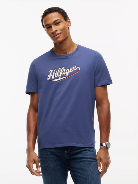 Tommy Hilfiger Hilfiger Baseball Logo T-Shirt in Faded Indigo