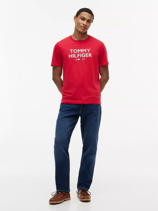 Tommy Hilfiger Men's Bold Tommy 1985 Logo T-Shirt in Primary Red