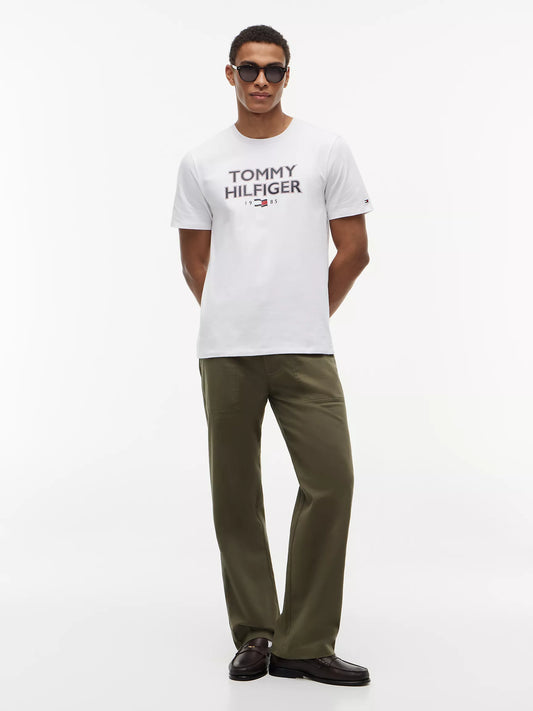 Tommy Hilfiger Men's Bold Tommy 1985 Logo T-Shirt in Optic White