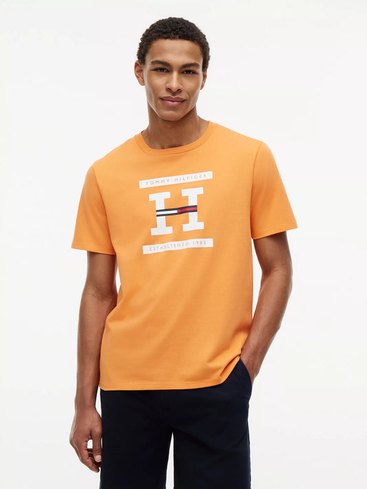 Tommy Hilfiger Men's H-Logo T-Shirt in Papaya Ray