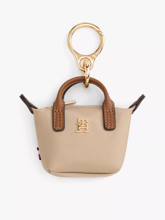 Tommy Hilfiger Monogram Coin Purse Bag Charm in Beige