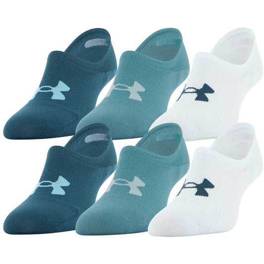 Under Armour Women's 6-Pack Essential Cotton Ultra Low Sock | Blue/Teal