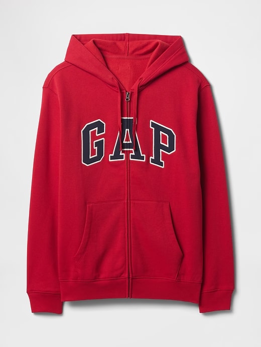 Relaxed Men Gap Logo Zip Hoodie - Red Apple