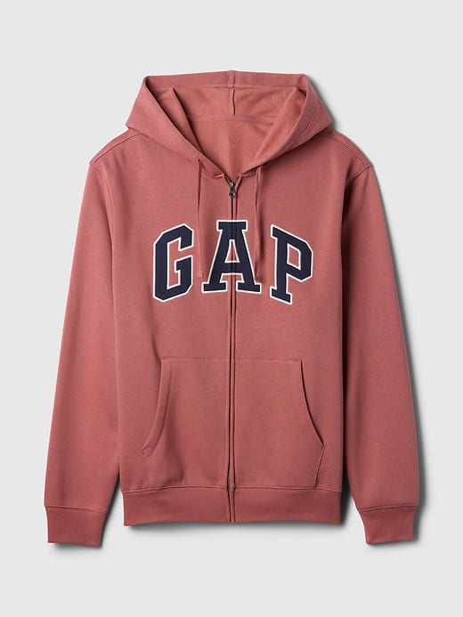 Relaxed Men Gap Logo Zip Hoodie - Washed Red