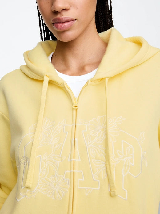 Relaxed Women Gap Logo Zip Hoodie - Pale Banana