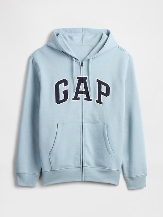 Relaxed Men Gap Logo Zip Hoodie - Blue Ice