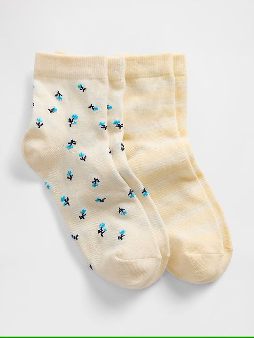 Gap Logo Quarter Crew Socks (2-Pack)