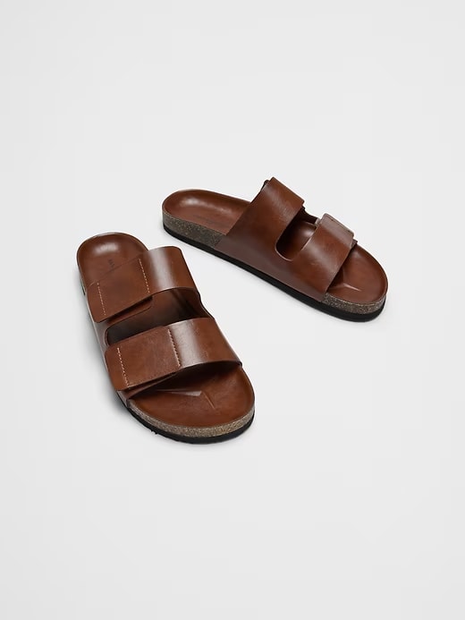 Banana Republic Vegan Leather Double Strap Sandal - Cognac