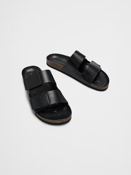 Banana Republic Vegan Leather Double Strap Sandal - Black