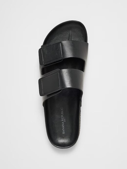 Banana Republic Vegan Leather Double Strap Sandal - Black