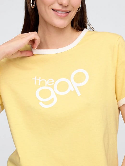 Gap Shrunken Ringer Graphic T-Shirt - Pale Banana