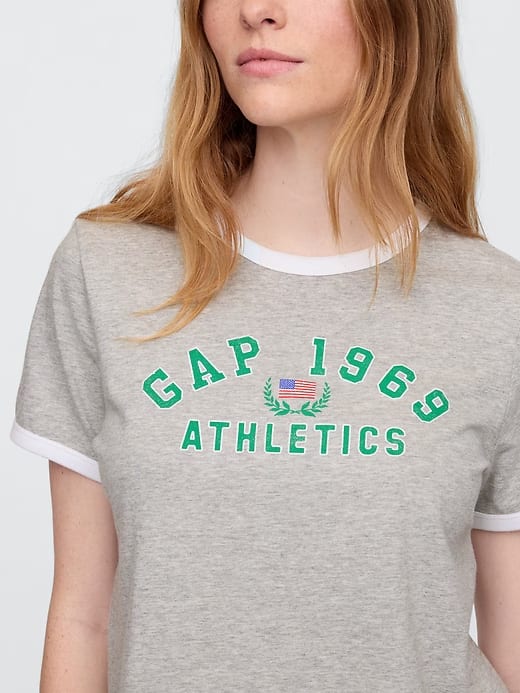 Gap Shrunken Ringer Graphic T-Shirt - Grey