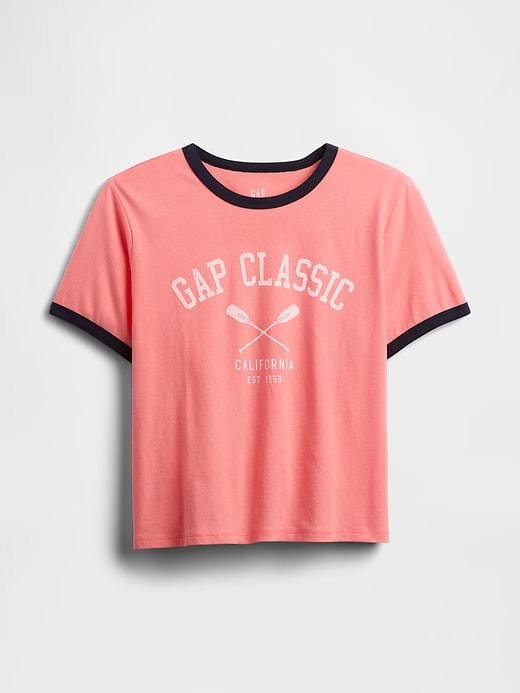 Gap Shrunken Ringer Graphic T-Shirt - Neon Blazing Pink