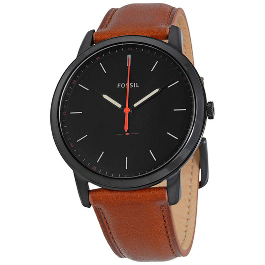 Fossil Minimalist Men's Watch (Black Dial, Brown Leather Strap — Item No. FS5305)