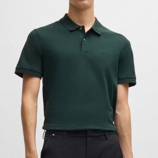 Hugo Boss Pallas Regular-Fit Polo Shirt in Cotton Dark Green
