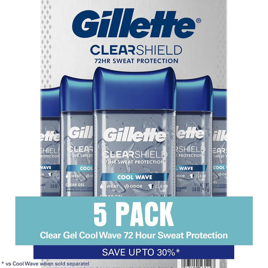 Gillette Clear Gel Antiperspirant and Deodorant For Men Cool Wave 3.8 oz – Gillette Cool Wave Clear Gel Men’s Antiperspirant and Deodorant, 3.8 oz., 5 pk.